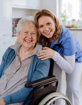Adult Foster Care in Quincy supporting an elderly woman with compassionate caregiver assistance